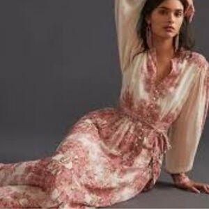 Floral Pink and Cream Maxi Dress